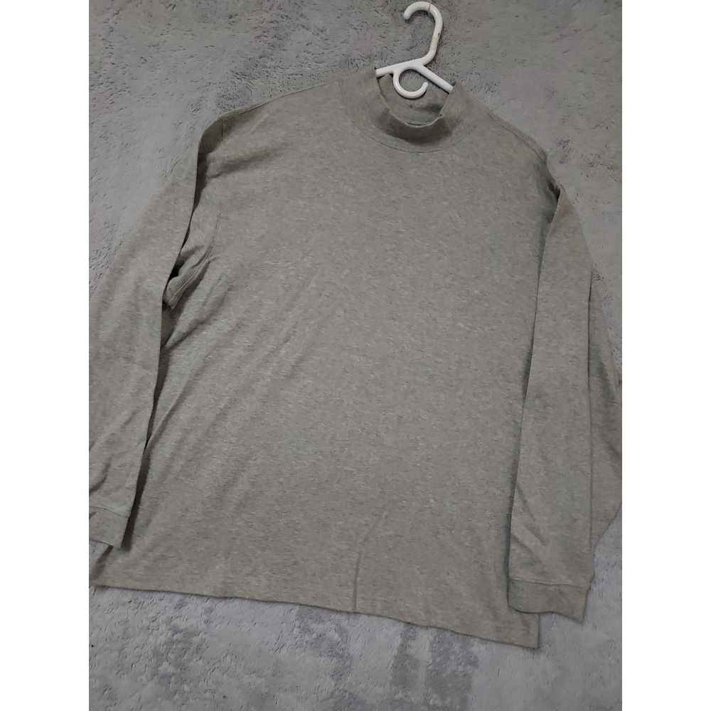 LL Bean Shirt Men XXL Mock Turtleneck Base Layer Outdoor Long Sleeve Gray Cotton